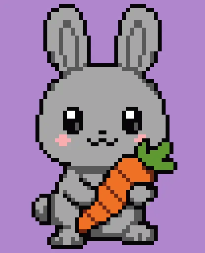 Coloriage mystère Lapin Gris Mignon - thème Animaux - PixelSecret