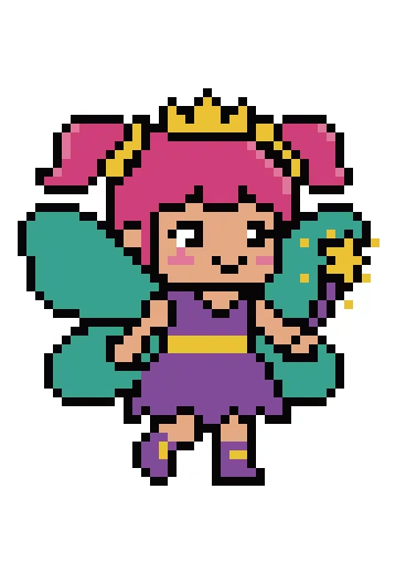 Coloriage mystère Fée Violette - thème Fantastique - PixelSecret